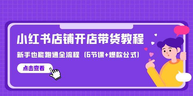 最新小红书店铺开店带货教程，新手也能跑通全流程（6节课+爆款公式）-智宇达资源网