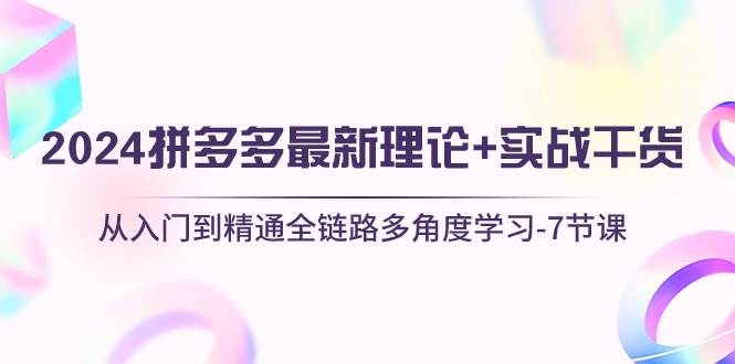 2024拼多多 最新理论+实战干货，从入门到精通全链路多角度学习-7节课-智宇达资源网