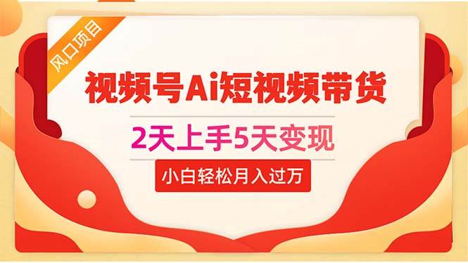 2天上手5天变现视频号Ai短视频带货0粉丝0基础小白轻松月入过万-智宇达资源网