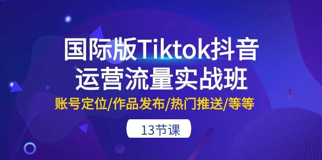 国际版Tiktok抖音运营流量实战班：账号定位/作品发布/热门推送/等等-13节-智宇达资源网