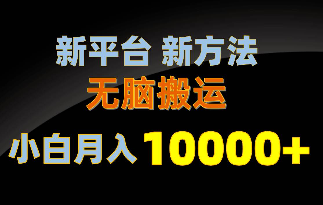 新平台新方法，无脑搬运，月赚10000+，小白轻松上手不动脑-智宇达资源网