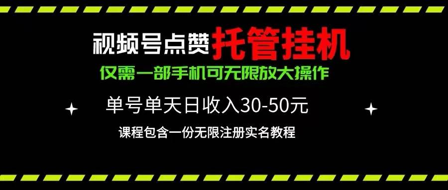 视频号点赞托管挂机，单号单天利润30~50，一部手机无限放大（附带无限…-智宇达资源网