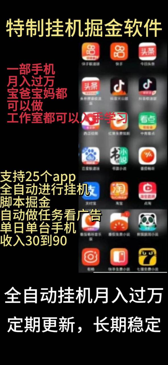 靠挂机月入过万，纯挂机适合宝爸宝妈学生党操作，24小时无脑挂机单机一…-智宇达资源网