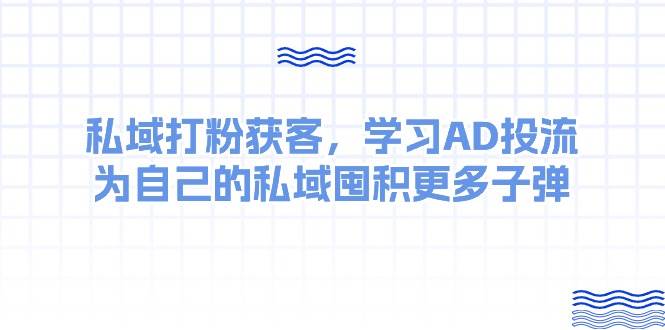 某收费课：私域打粉获客，学习AD投流，为自己的私域囤积更多子弹-智宇达资源网