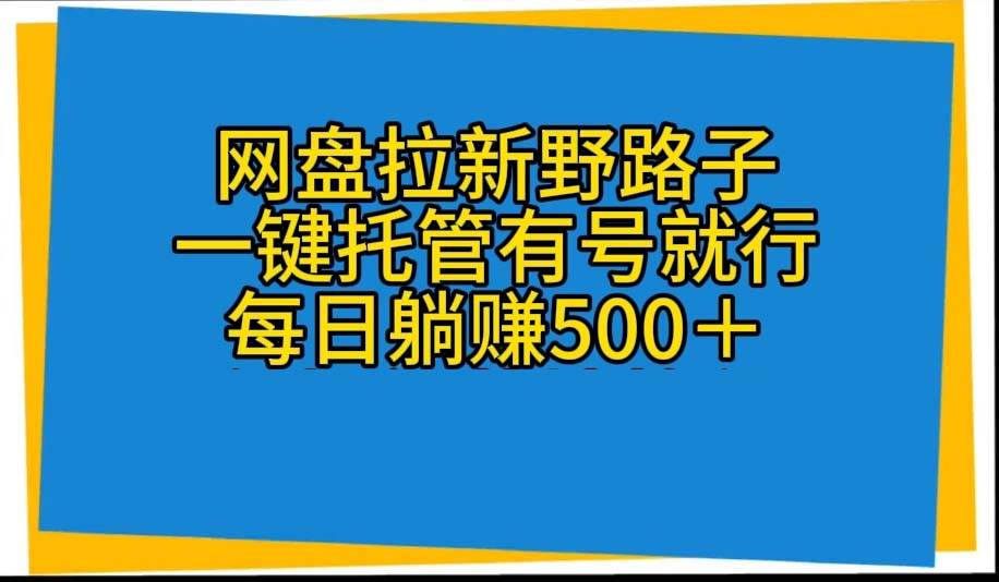 网盘拉新野路子，一键托管有号就行，全自动代发视频，每日躺赚500＋-智宇达资源网