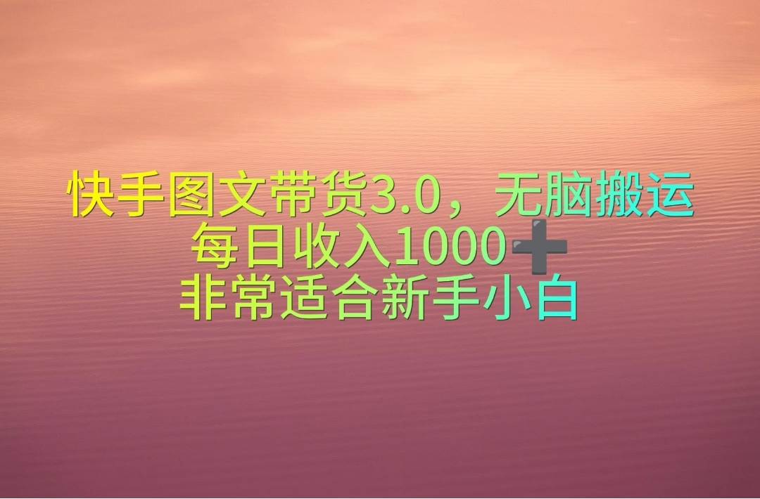 图片[1]-快手图文带货3.0，无脑搬运，每日收入1000＋，非常适合新手小白-智宇达资源网