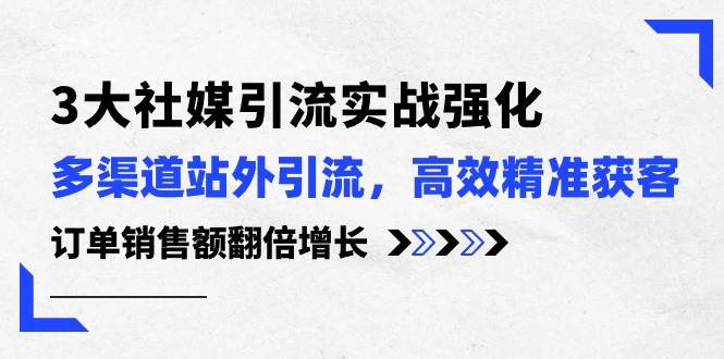 3大社媒引流实操强化，多渠道站外引流/高效精准获客/订单销售额翻倍增长-智宇达资源网