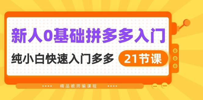 新人0基础拼多多入门，纯小白快速入门多多（21节课）-智宇达资源网