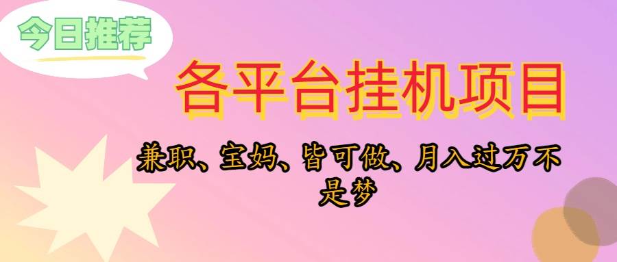 靠挂机，在家躺平轻松月入过万，适合宝爸宝妈学生党，也欢迎工作室对接-智宇达资源网