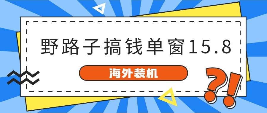 图片[1]-海外装机，野路子搞钱，单窗口15.8，已变现10000+-智宇达资源网