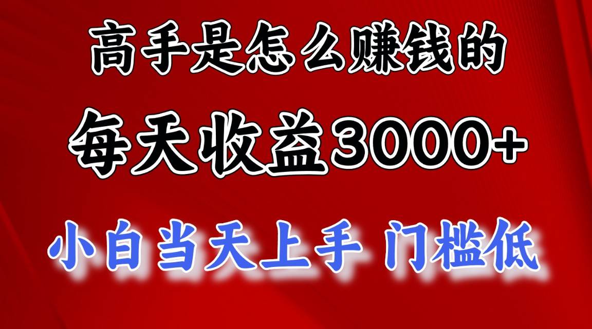 高手是怎么赚钱的，一天收益3000+ 这是穷人逆风翻盘的一个项目，非常稳…-智宇达资源网