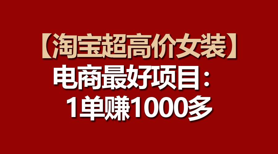 【淘宝超高价女装】电商最好项目：一单赚1000多-智宇达资源网