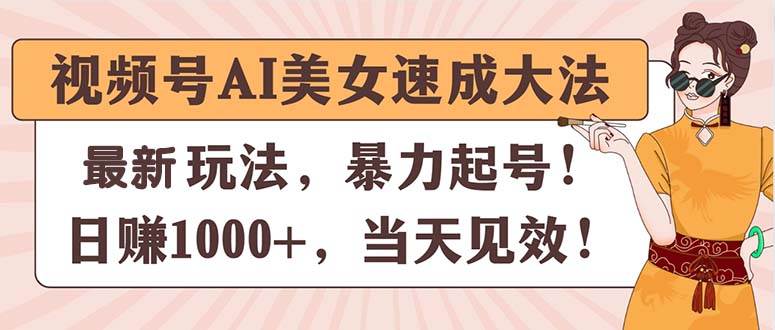 视频号AI美女速成大法，暴力起号，日赚1000+，当天见效-智宇达资源网