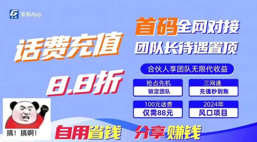 88折冲话费，立马到账，刚需市场人人需要，自用省钱分享轻松日入千元，…-智宇达资源网