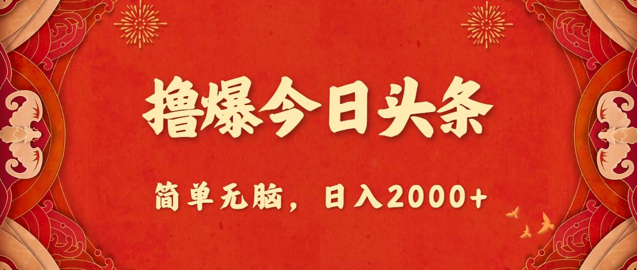 撸爆今日头条，简单无脑，日入2000+-智宇达资源网