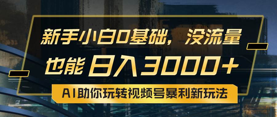 小白0基础，没流量也能日入3000+：AI助你玩转视频号暴利新玩法-智宇达资源网