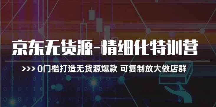 京东无货源-精细化特训营，0门槛打造无货源爆款 可复制放大做店群-智宇达资源网