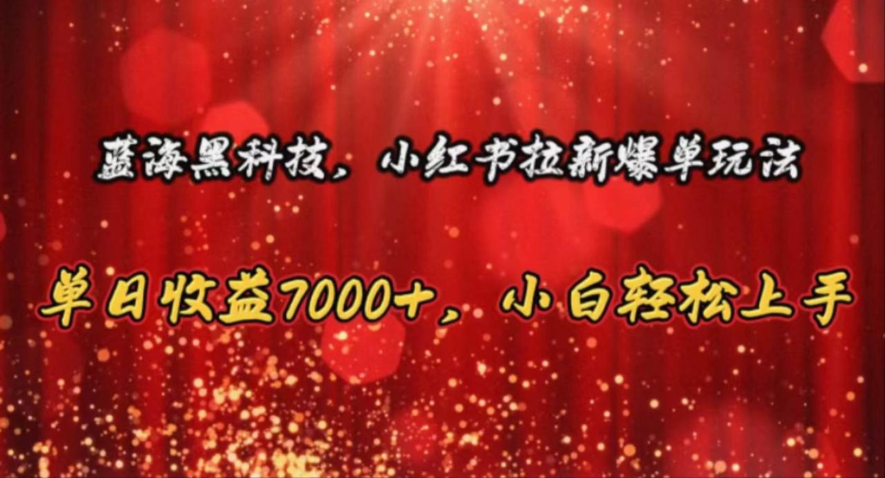 蓝海黑科技，小红书拉新爆单玩法，单日收益7000+，小白轻松上手-智宇达资源网