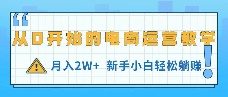 从0开始的电商运营教学，月入2W+，新手小白轻松躺赚-智宇达资源网