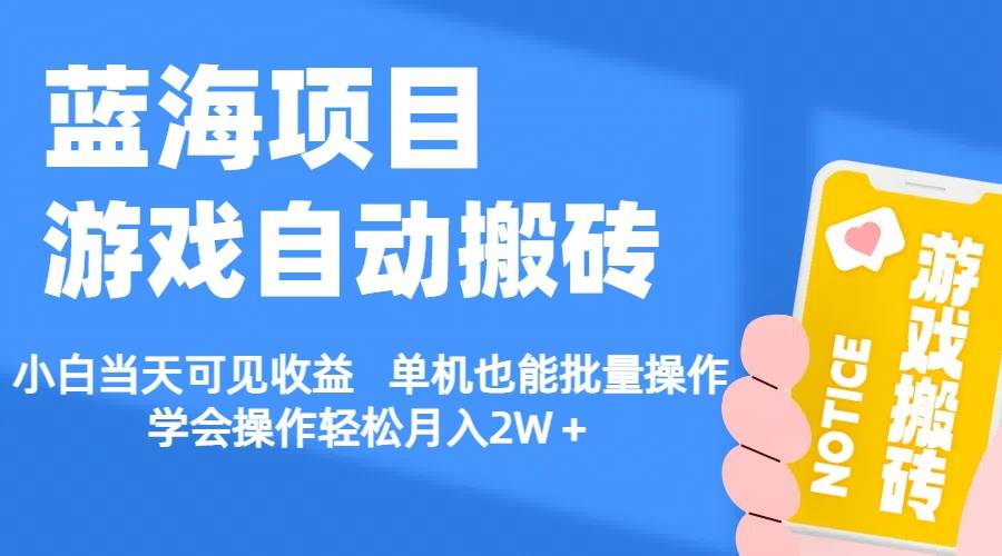 【蓝海项目】游戏自动搬砖 小白当天可见收益 单机也能批量操作 学会操…-智宇达资源网