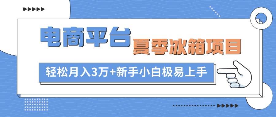 电商平台夏季冰箱项目，轻松月入3万+，新手小白极易上手-智宇达资源网