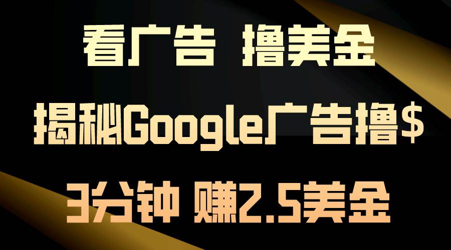 看广告，撸美金！3分钟赚2.5美金！日入200美金不是梦！揭秘Google广告…-智宇达资源网