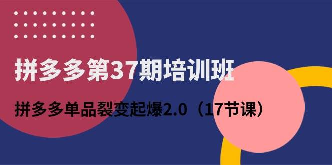 拼多多第37期培训班：拼多多单品裂变起爆2.0（17节课）-智宇达资源网