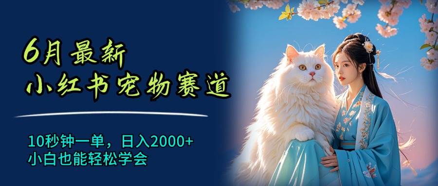 6月最新小红书宠物赛道，10秒钟一单，日入2000+，小白也能轻松学会-智宇达资源网