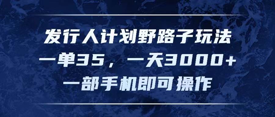 发行人计划野路子玩法，一单35，一天3000+，一部手机即可操作-智宇达资源网