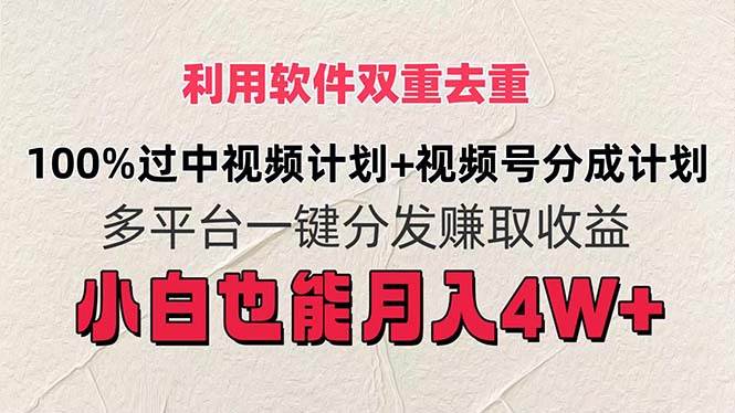 利用软件双重去重，100%过中视频+视频号分成计划小白也可以月入4W+-智宇达资源网