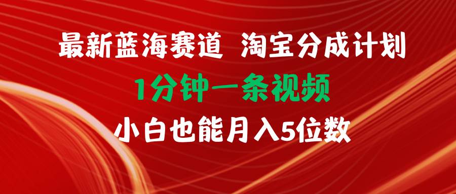 最新蓝海项目淘宝分成计划1分钟1条视频小白也能月入五位数-智宇达资源网