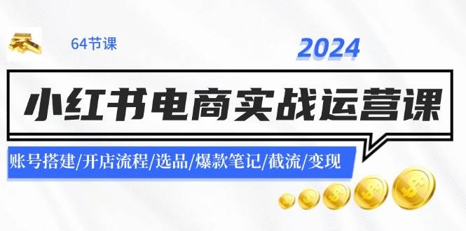 2024小红书电商实战运营课：账号搭建/开店流程/选品/爆款笔记/截流/变现-智宇达资源网