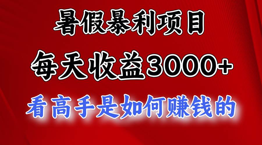 暑假暴利项目，每天收益3000+ 努努力能达到5000+，暑假大流量来了-智宇达资源网