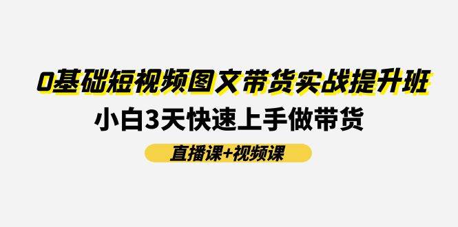 0基础短视频图文带货实战提升班(直播课+视频课)：小白3天快速上手做带货-智宇达资源网