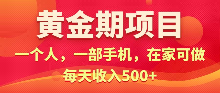 黄金期项目，电商搞钱！一个人，一部手机，在家可做，每天收入500+-智宇达资源网