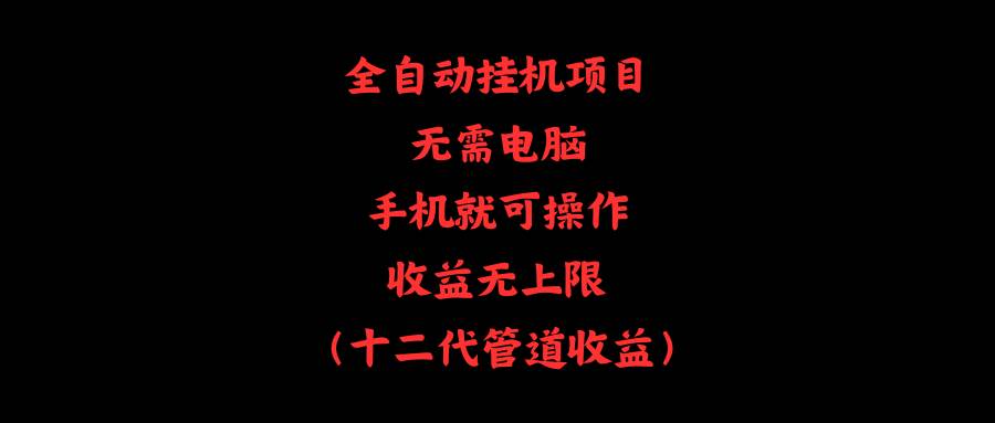 全自动挂机项目，无需电脑，手机就可操作，收益无上限-智宇达资源网