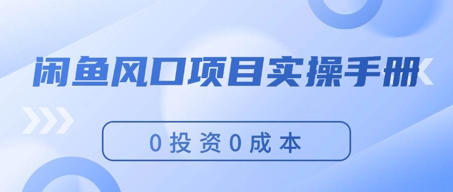 图片[1]-闲鱼风口项目实操手册，0投资0成本，让你做到，月入过万，新手可做-智宇达资源网