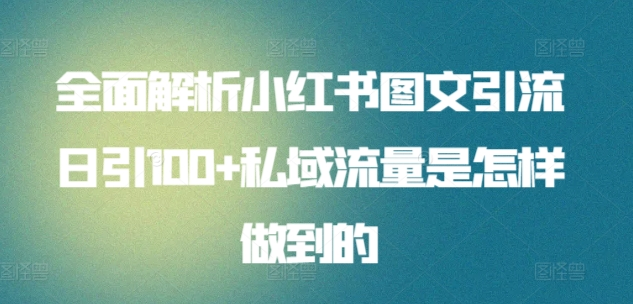 日引流100私域流量小红书图文是怎样做到的全面解析-智宇达资源网