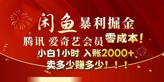 闲鱼全新暴力掘金玩法，官方正品影视会员无成本渠道！小白1小时收…-智宇达资源网