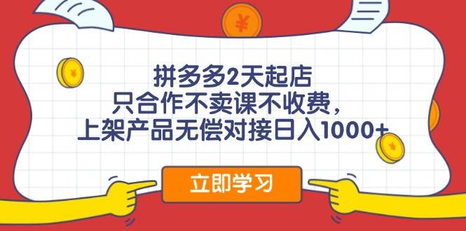 拼多多0成本开店，只合作不卖课不收费，0成本尝试，日赚千元+-智宇达资源网