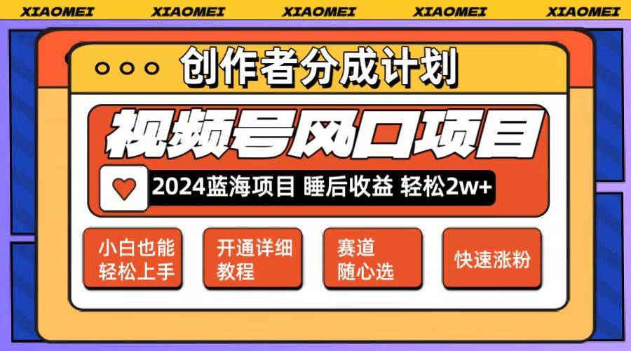 微信视频号大风口项目 轻松月入2w+ 多赛道选择，可矩阵，玩法简单轻松上手-智宇达资源网