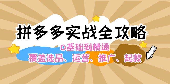 拼多多实战全攻略：0基础到精通，覆盖选品、运营、推广、起款-智宇达资源网