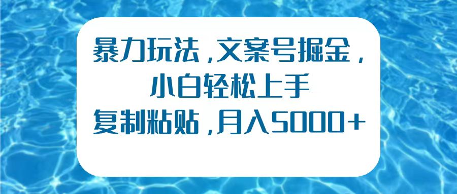 暴力玩法，文案号掘金，小白轻松上手，复制粘贴，月入5000+-智宇达资源网