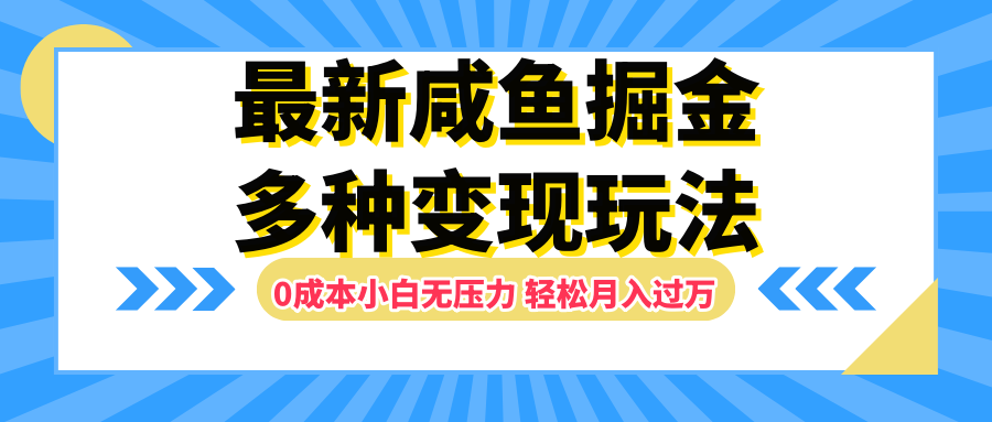 最新咸鱼掘金玩法，更新玩法，0成本小白无压力，多种变现轻松月入过万-智宇达资源网