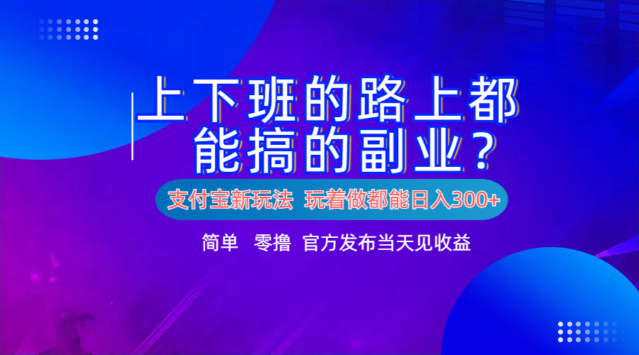 支付宝新项目！上下班的路上都能搞米的副业！简单日入300+-智宇达资源网