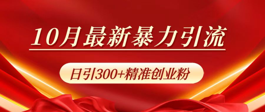 10月最新暴力引流，日引300+精准创业粉-智宇达资源网