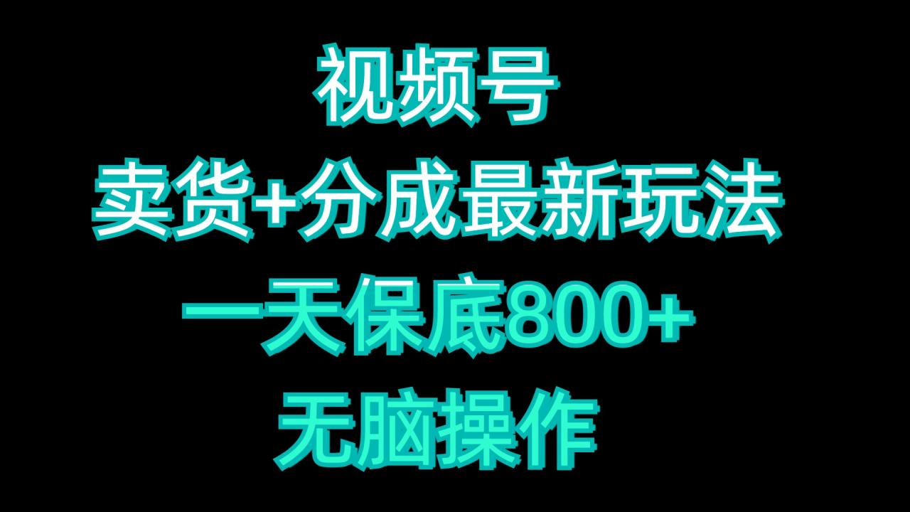 视频号卖货+分成最新玩法，一天保底800+，无脑操作-智宇达资源网