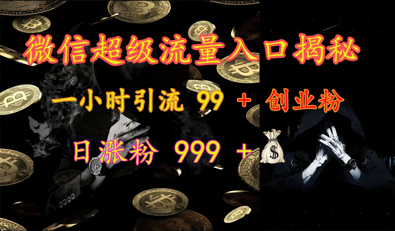 微信超级流量入口揭秘：一小时引流 99 + 创业粉，日涨粉 999 +【揭秘】-智宇达资源网